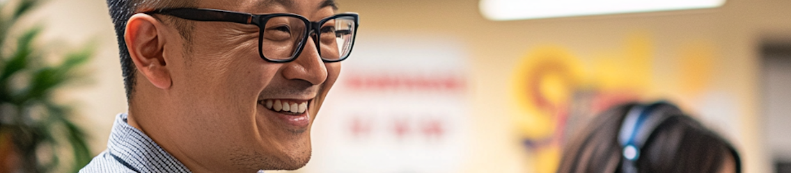 A person with glasses laughing, looking to the left | Offshore Outsourcing | Parallel Outsourcing