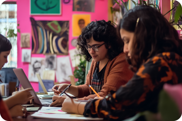 People sketching and working on laptops | Administrative Outsourcing Services | Parallel Outsourcing